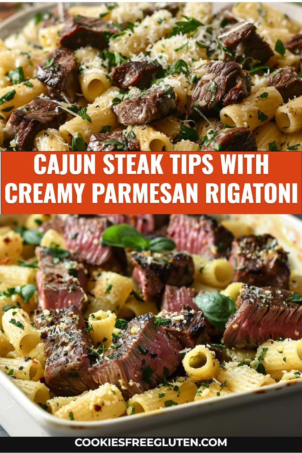 Cajun Steak Tips with Creamy Parmesan Rigatoni