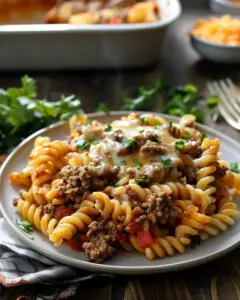 Creamy Rotel Pasta dish with ground beef for a cozy weeknight dinner