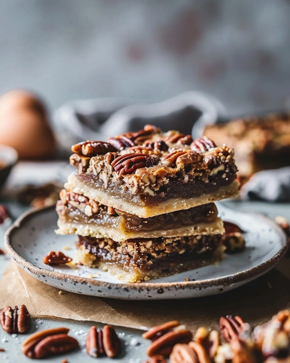 Delicious easy pecan pie bars ready to serve as a perfect dessert