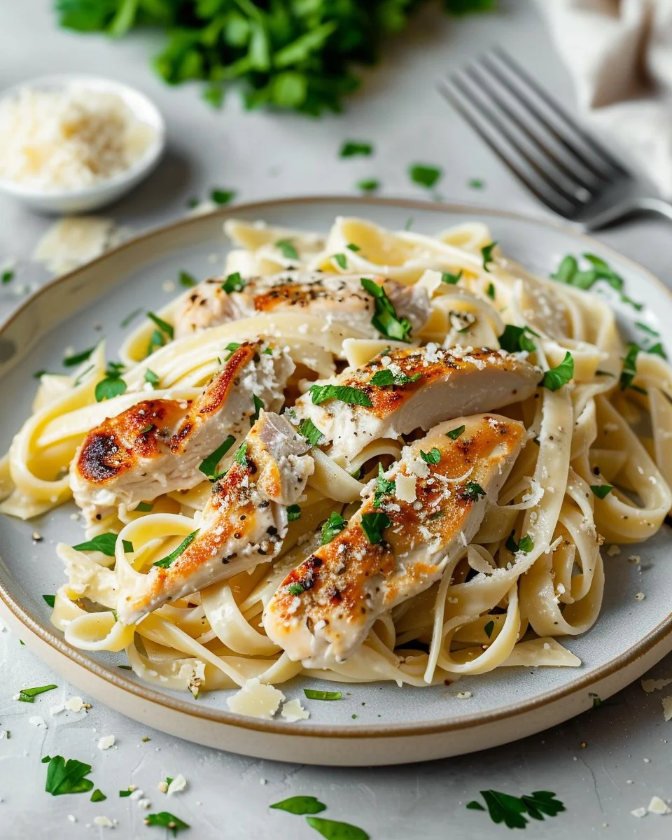 Healthy Garlic Parmesan Chicken Pasta