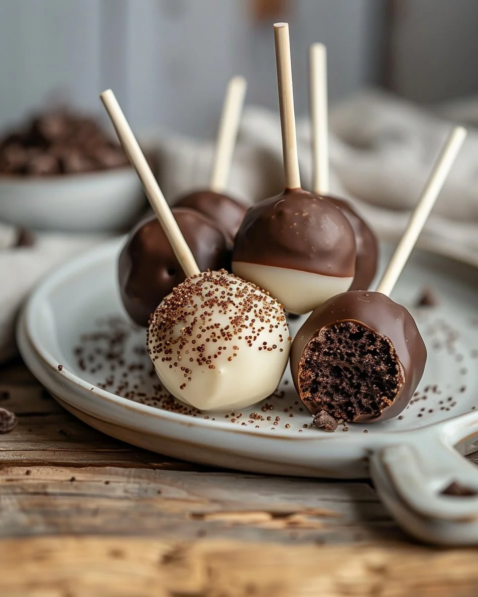 Delicious cake pops on a decorative plate, showcasing an easy cake pop recipe.