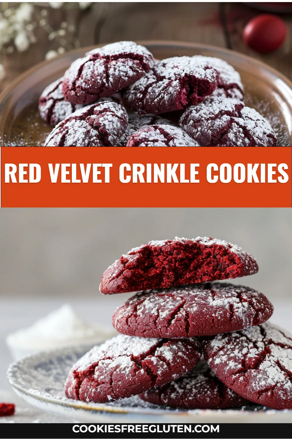 Red Velvet Crinkle Cookies