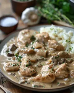 Slow Cooker Chicken and Gravy served with mashed potatoes