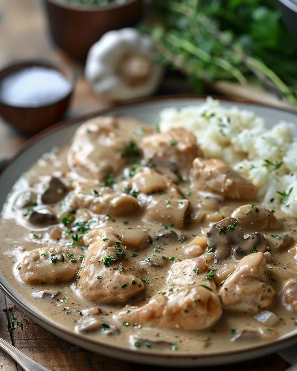 Slow Cooker Chicken and Gravy served with mashed potatoes