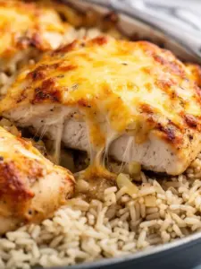 Delicious smothered chicken served over fluffy rice