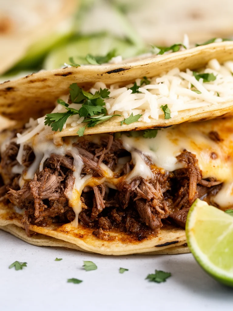 Plate of flavorful birria tacos with consome and fresh toppings