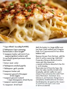 Creamy Cajun Alfredo sauce with spices and herbs for a flavorful pasta dish