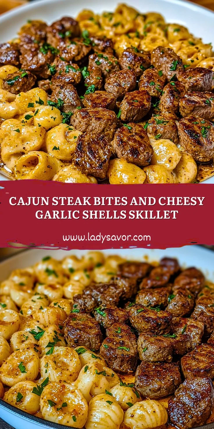 Cajun Steak Bites with Cheesy Garlic Pasta