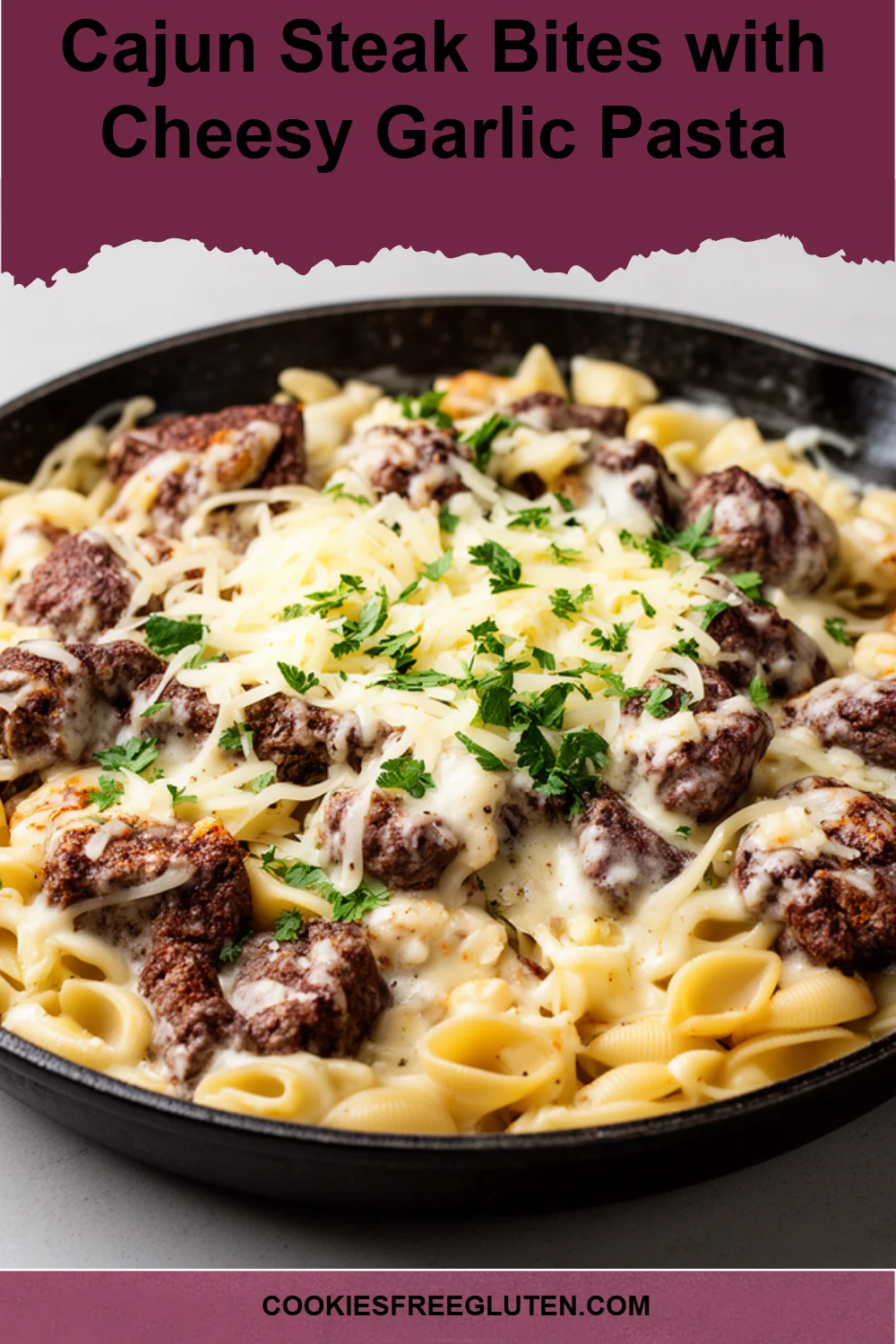 Cajun Steak Bites with Cheesy Garlic Pasta