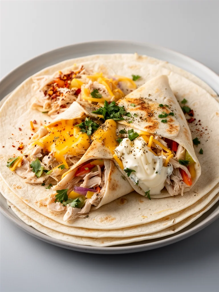 Cozy Cheesy Garlic Chicken Wraps