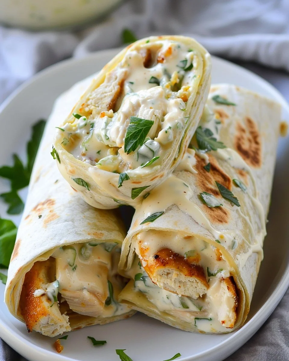 Creamy Cheesy Chicken Alfredo Wraps Delight