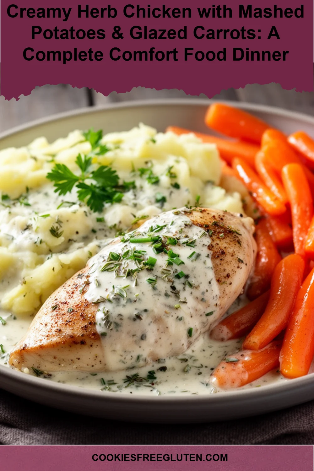 Creamy Herb Chicken with Mashed Potatoes & Glazed Carrots: A Complete Comfort Food Dinner