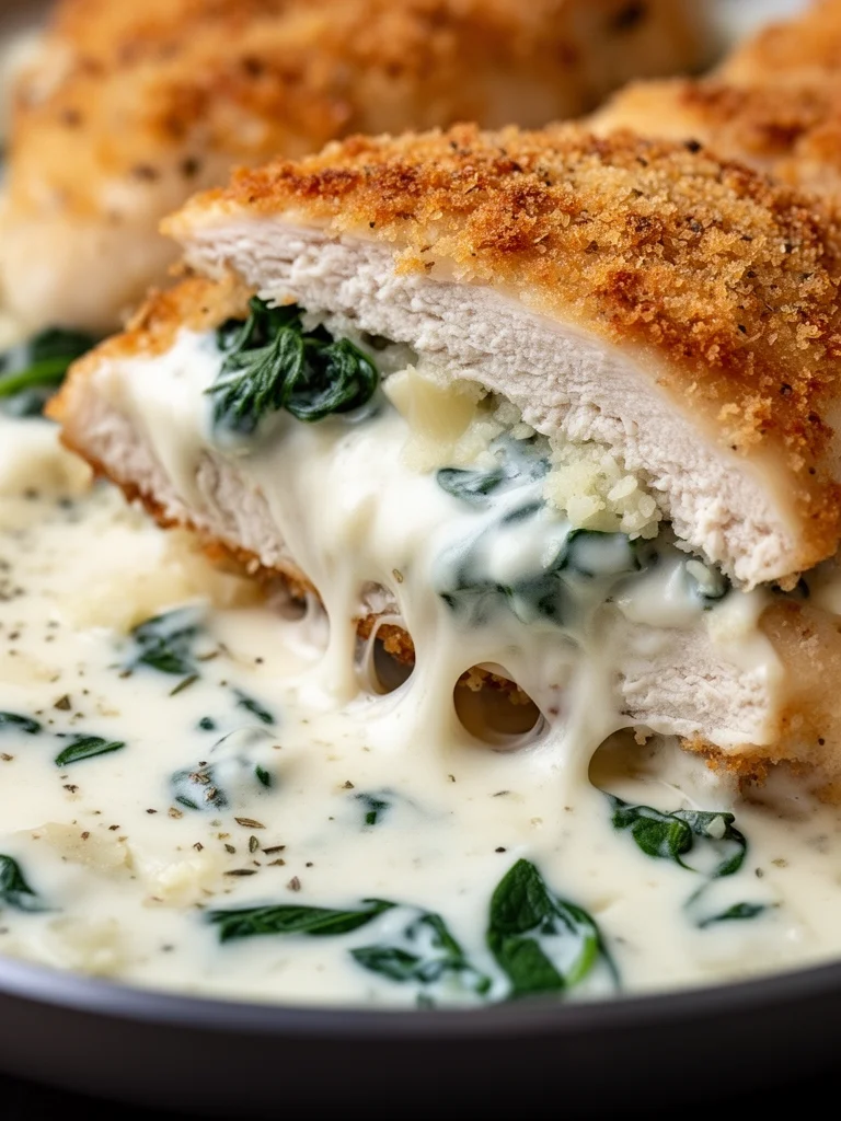 Crispy Parmesan Chicken with a Rich Garlic Sauce - Easy Dinner Idea