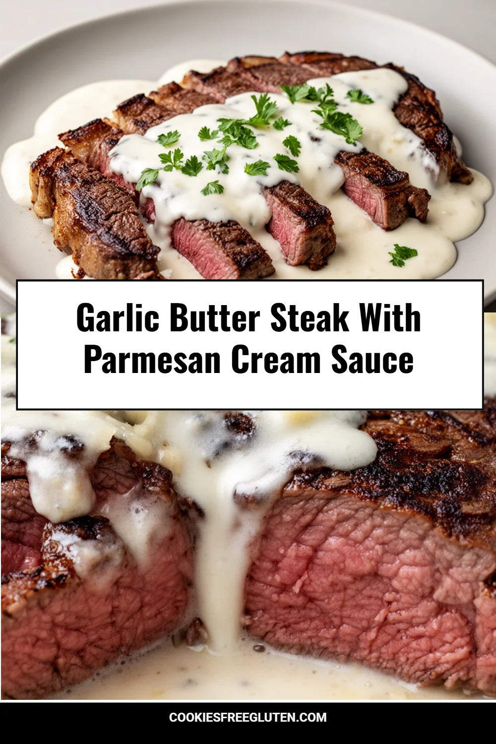 Garlic Butter Steak With Parmesan Cream Sauce