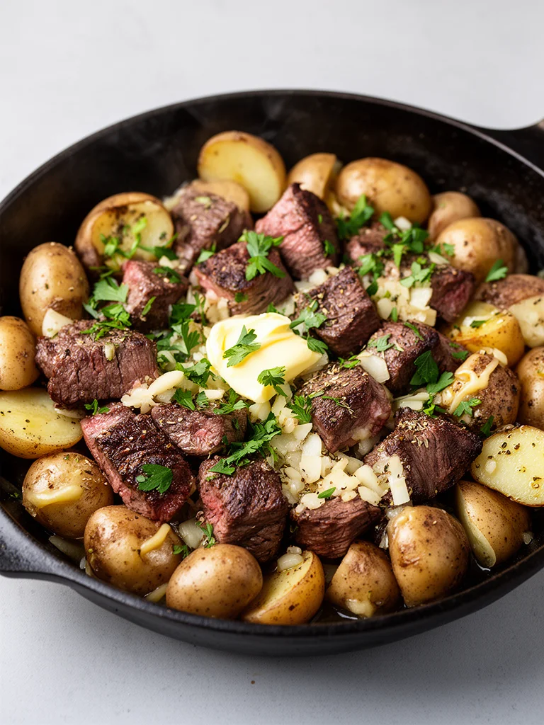 Garlic Steak Bites and Potatoes