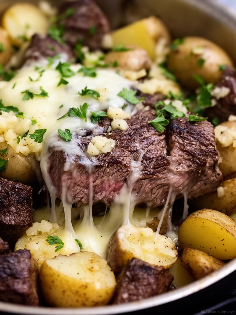 Garlic Steak Bites and Potatoes