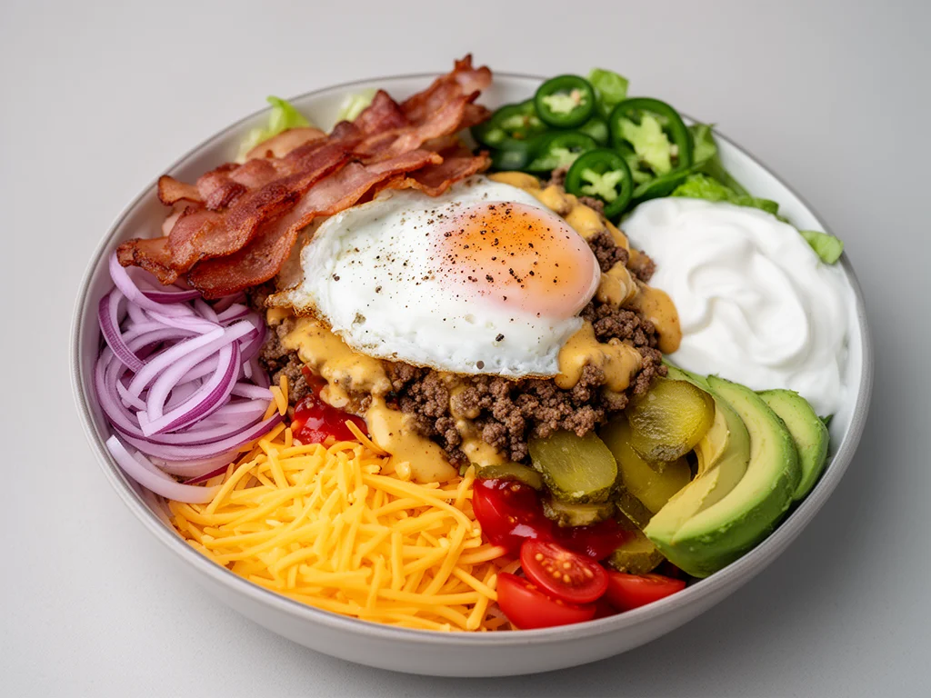 High-Protein Cheeseburger Bowls Recipe – Low-Carb Meal Prep with Ground Beef & Burger Sauce