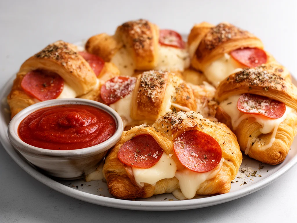 Mozzarella Pepperoni Croissant Rolls fresh out of the oven