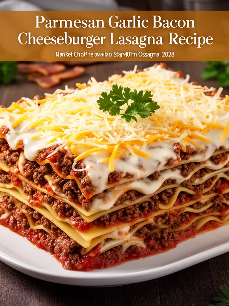 Parmesan Garlic Bacon Cheeseburger Lasagna Recipe