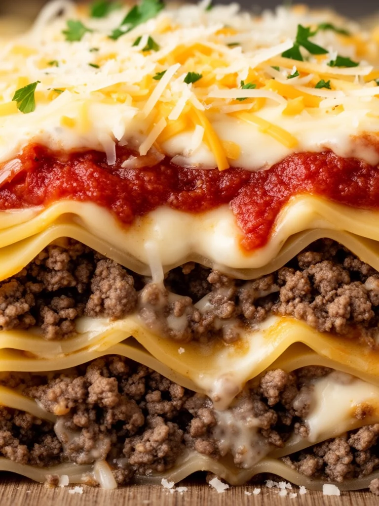 Parmesan Garlic Bacon Cheeseburger Lasagna Recipe