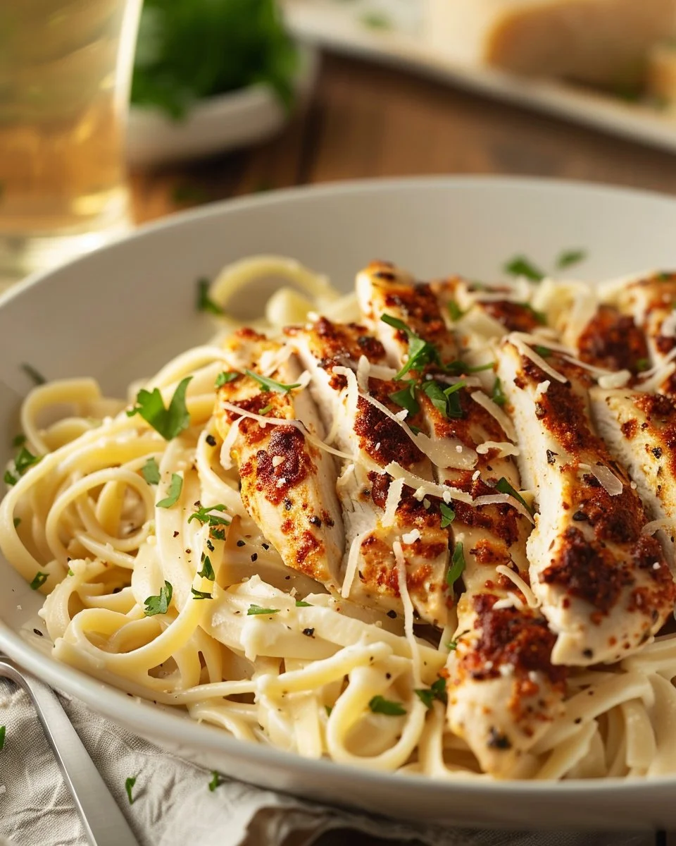 Savory Cajun Chicken and Creamy Garlic Parmesan Linguine