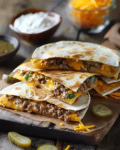 Delicious Smashburger Quesadillas filled with cheese and fresh ingredients