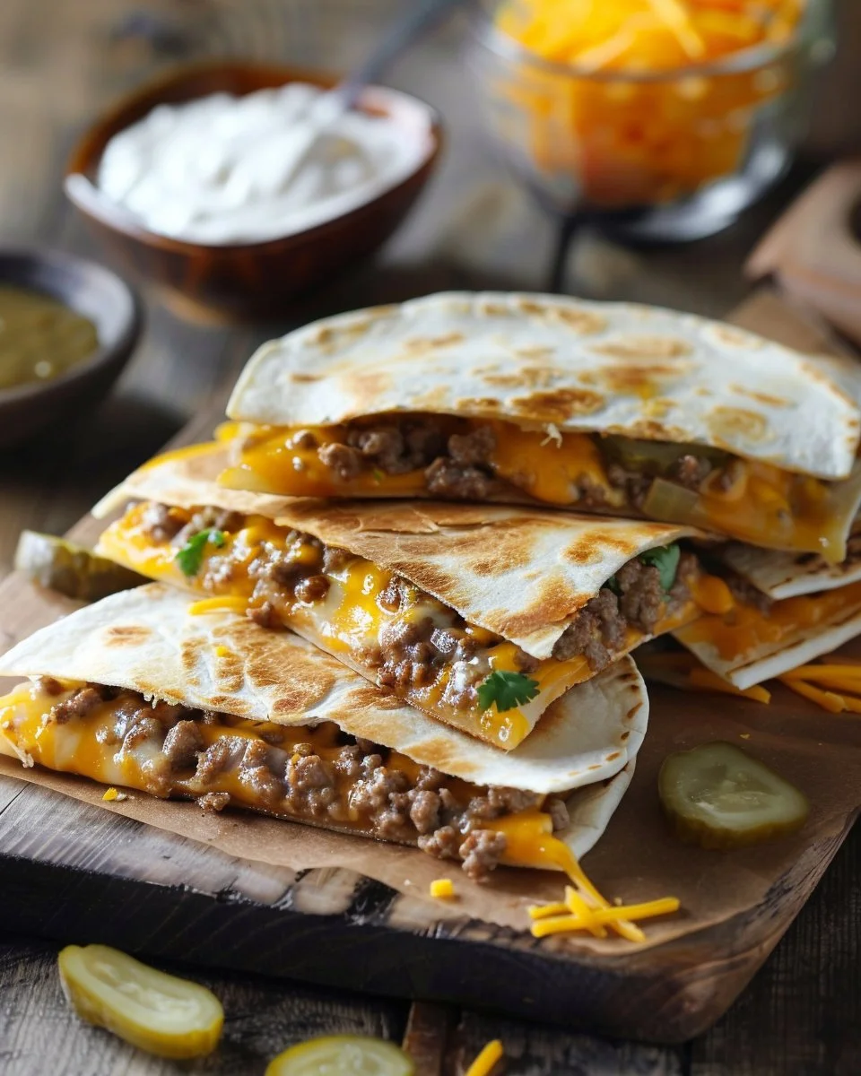 Delicious Smashburger Quesadillas filled with cheese and fresh ingredients