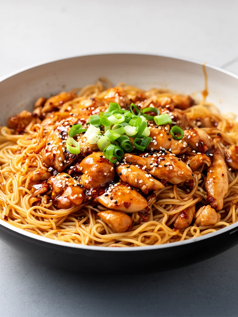 Sticky Garlic Chicken Noodles